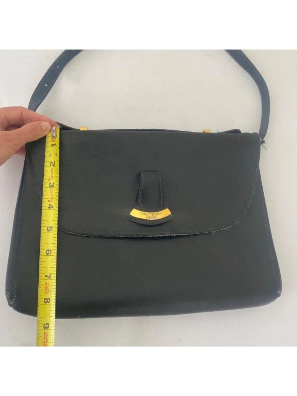 Vintage Courreges Paris Mini Briefcase Purse Shoulder Bag Black